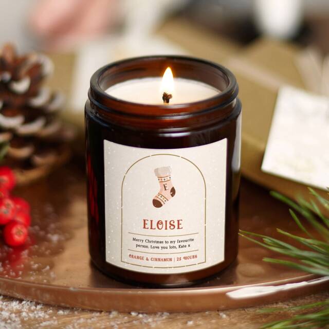 Personalised Christmas Candle, Soy Wax Stocking Filler Gift For Her - image 1