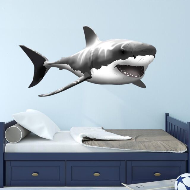 Cartoon Shark Wall Decal - Cute Nursery Decor, Ocean Theme Sticker For Kids Room, Baby Bathroom Vwaq-Na01 - image 1