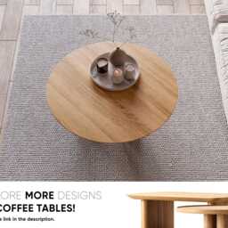 Round Coffee Table - Unique Coffee Table Wood Minimalist Oak Original Japandi - thumbnail 4
