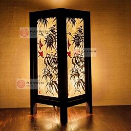 Asian Oriental Bird Bamboo Japanese Lamp Zen Bedside Floor Table Paper Light Shades Bedroom Home Decor Living Room - thumbnail 2