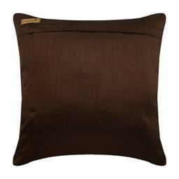 Brown Art Silk, Embroidered Floral Pattern, Modern Throw Pillow Cover/Euro Sham - Red Lotuses - thumbnail 4