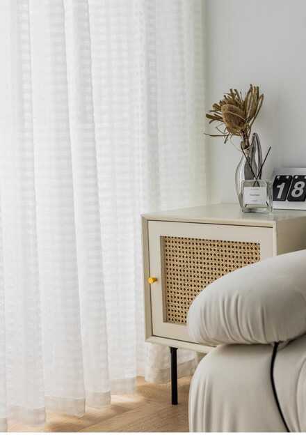 Custom Curtains White Bubble Grid Net Sheer Voile Curtain For Bedroom Living Room - image 1