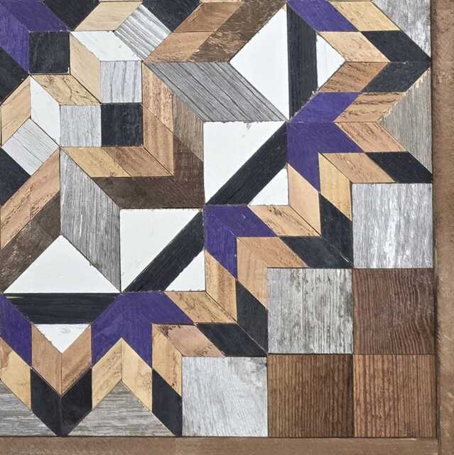 Amish Barn Quilt Wall Art 30.5 X Large Purple & Black Flower - image 1