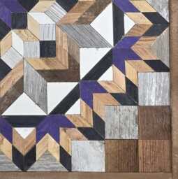 Amish Barn Quilt Wall Art 30.5 X Large Purple & Black Flower - thumbnail 1