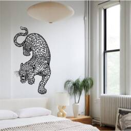 Crouched Leopard Vinyl Wall Art, Decal, Sticker, Transfer, Mural, Removable, Decor, Rent Friendly, Interior, Exterior, Full - 0690 - thumbnail 1