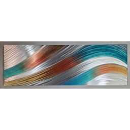 Modern, Abstract, Contemporary Metal Wall Art, By R Toomer Art. Tempest. Teal, Copper, Orange & Silver. Indoor/Outdoor - thumbnail 3