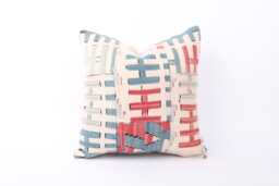 Vintage Turkish Kilim Pillow Cover Handwoven Wool Cushion - 16x16 - thumbnail 1