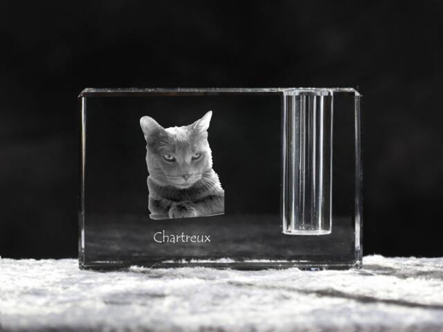 Chartreux , Crystal Pen Holder With Cat, Souvenir, Decoration, Limited Edition, Collection - image 1