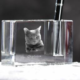 Chartreux , Crystal Pen Holder With Cat, Souvenir, Decoration, Limited Edition, Collection - thumbnail 3