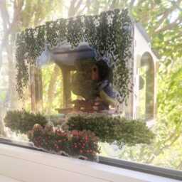 Bird Feeder Diorama Window Decoration Made Of Colored Plywood With Strong Suction Cups