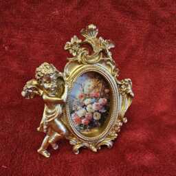 Vintage Style Cherub Picture Frame - Antique Gold Resin Floral Baroque 3 X 2 Inch Shabby Chic Angel Photo - Gift For Her - thumbnail 4