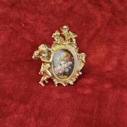 Vintage Style Cherub Picture Frame - Antique Gold Resin Floral Baroque 3 X 2 Inch Shabby Chic Angel Photo - Gift For Her - thumbnail 3