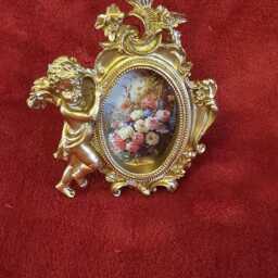 Vintage Style Cherub Picture Frame - Antique Gold Resin Floral Baroque 3 X 2 Inch Shabby Chic Angel Photo - Gift For Her - thumbnail 2