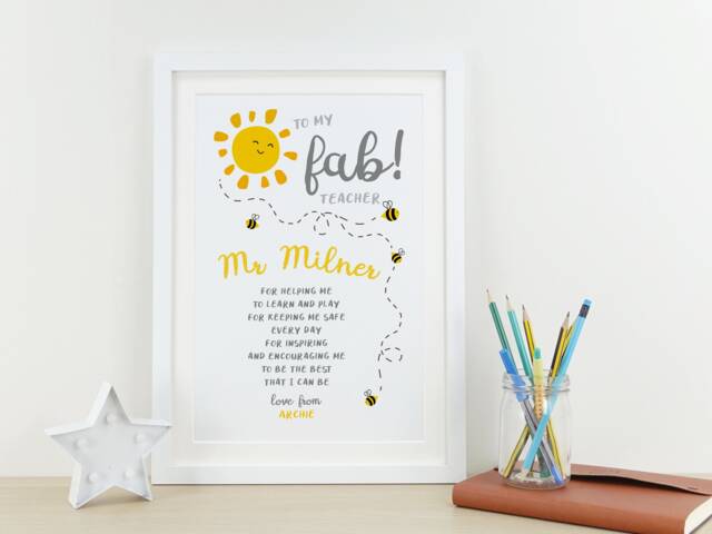 Personalised Thank You Teacher Print - End Of Term Nursery Gift From Child Preschool Ta Leaving Present Card Va159 - image 1