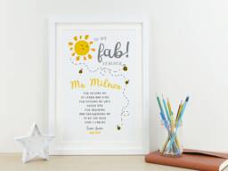 Personalised Thank You Teacher Print - End Of Term Nursery Gift From Child Preschool Ta Leaving Present Card Va159 - thumbnail 1