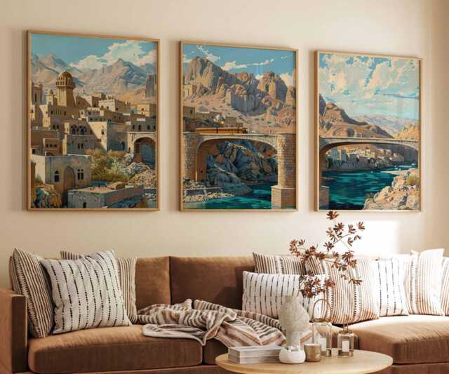 Set Of 3 Yemen Posters, Travel Prints, Wall Art Set, Vintage Middle Eastern Decor Sanaa Poster - image 1