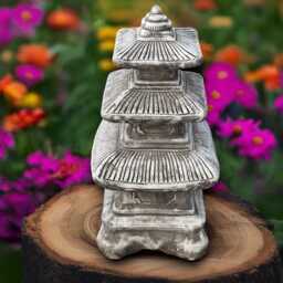 Massive Pagoda Sculpture Concrete Lantern Figurine Outoor Statue Cement Asian Decoration Handmade Christmas Art - thumbnail 3