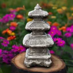 Massive Pagoda Sculpture Concrete Lantern Figurine Outoor Statue Cement Asian Decoration Handmade Christmas Art - thumbnail 2