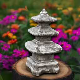 Massive Pagoda Sculpture Concrete Lantern Figurine Outoor Statue Cement Asian Decoration Handmade Christmas Art - thumbnail 4