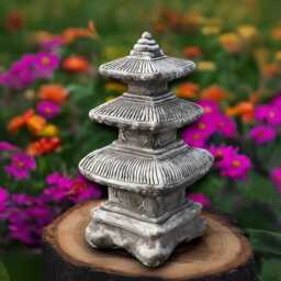 Massive Pagoda Sculpture Concrete Lantern Figurine Outoor Statue Cement Asian Decoration Handmade Christmas Art - thumbnail 1