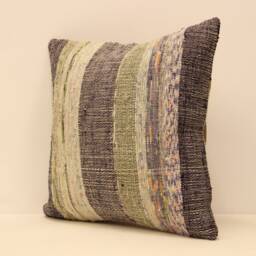 Ethnic Pillow 16x16 Inch - 40x40 cm Decorative Boho Interior Design Retro Home Decor Pillowcover Natural Dyekilim Cushion 4Kf-275 - thumbnail 3