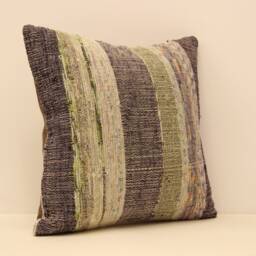 Ethnic Pillow 16x16 Inch - 40x40 cm Decorative Boho Interior Design Retro Home Decor Pillowcover Natural Dyekilim Cushion 4Kf-275 - thumbnail 2