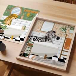 Zebra in The Bath Print, Quirky Bathroom Wall Art, Funny Retro Orange Decor, Animal Poster - thumbnail 4