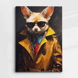 Secret Service Fox Animal Abstract Oil Painting Splatter Style Wall Art, Framed Canvas Poster Print, Home Kitchen Office Room Decor - thumbnail 3
