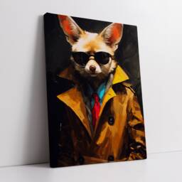 Secret Service Fox Animal Abstract Oil Painting Splatter Style Wall Art, Framed Canvas Poster Print, Home Kitchen Office Room Decor - thumbnail 2