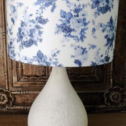 Blue & White Rose Floral Lampshade Shabby Chic Lamp Shade Cottage Bedroom Free Gift - thumbnail 4