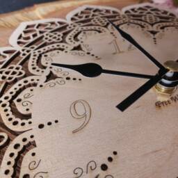 Filigree Mandala Wall Clock Silent Birch Wood Decor - thumbnail 4