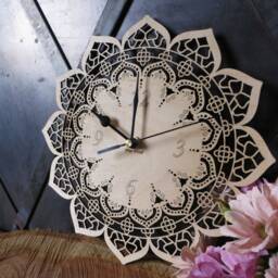 Filigree Mandala Wall Clock Silent Birch Wood Decor - thumbnail 3