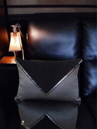 Black Faux Fur & Gray Shiny Fabric Decorative Pillow Cover With Black Edge, Home Decor, Living Room, Cushion, Throw Pillow, Gifts For Her - thumbnail 1