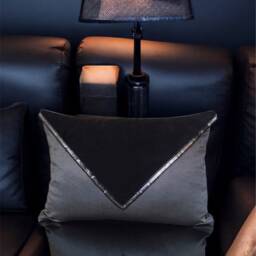 Black Faux Fur & Gray Shiny Fabric Decorative Pillow Cover With Black Edge, Home Decor, Living Room, Cushion, Throw Pillow, Gifts For Her - thumbnail 3