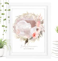 Framed Watercolour Baby Scan Print Art, Frame, Shower Gift, Ultrasound Photo, Mothers Day Gift From Bump - thumbnail 1