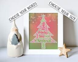 Holiday Custom Word Art, Printable Christmas Cloud, Xmas Tree Printable, Festive Wall Art, Art Red Decor - thumbnail 1