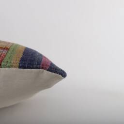 Vintage Turkish Kilim Pillow Cover Handwoven Wool Cushion - 16x16 - thumbnail 4