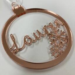 Acrylic Personalised Christmas Name Bauble - Snowflake Xmas Mirror Acrylic, Opaque - thumbnail 2