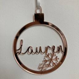 Acrylic Personalised Christmas Name Bauble - Snowflake Xmas Mirror Acrylic, Opaque - thumbnail 3