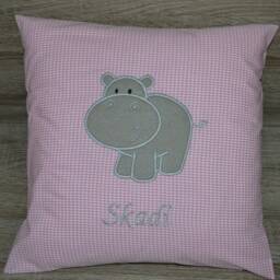 Hippo Pillow 40 X cm, Hippo Pillow, Name With Hippo, Name, Christening Birth cm - thumbnail 2