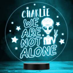 We Are Not Alone Alien Peace Sign Stars Led Lamp Personalised Gift Night Light - Bedroom