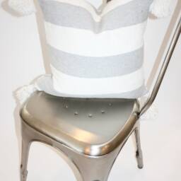 "20x20 White & Gray Stripe Mudcloth Tassel Pillow Cover ""Lynlee" - thumbnail 3