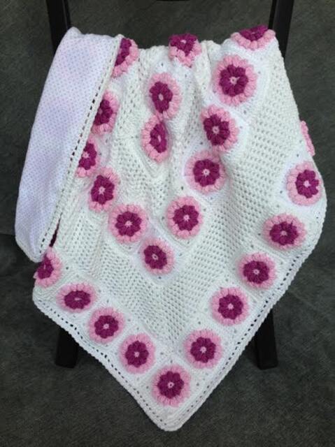 Baby Crochet 3D Flowers Blanket Shower/New Baby Gift Blanket Knitted Afghan Stroller Cotton - image 1
