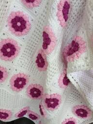 Baby Crochet 3D Flowers Blanket Shower/New Baby Gift Blanket Knitted Afghan Stroller Cotton - thumbnail 2