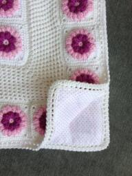 Baby Crochet 3D Flowers Blanket Shower/New Baby Gift Blanket Knitted Afghan Stroller Cotton - thumbnail 3