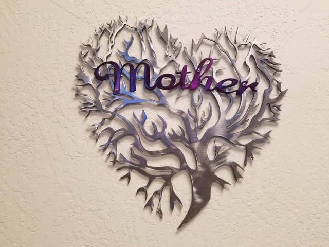 Metal Art Tree Heart, Mothers Day, Wall Hanging, Home Decor