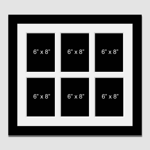6-Aperture Black Wood Photo Collage Frame - Holds Six 6x8 Photos - image 1
