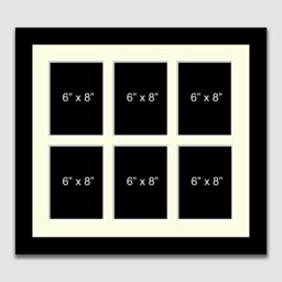6-Aperture Black Wood Photo Collage Frame - Holds Six 6x8 Photos - thumbnail 2