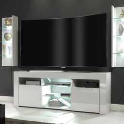 Furneo High Gloss & Matt White Living Room Set Tv Stand Display Cabinets Led Lights Clifpuz 09 - thumbnail 2