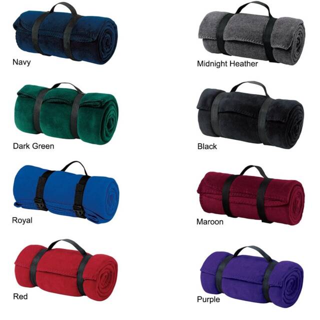 Custom Monogram Fleece Blanket - Personalized Camping Gift With Embroidered & Strap Customized - image 1